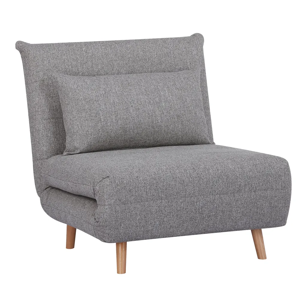 Marlow canapé-lit gris en tissu avec pieds bois : confort et style