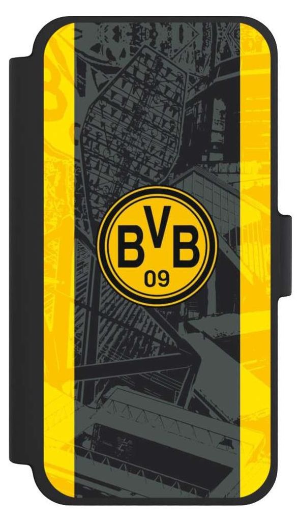 NIVOCASE Klapphülle für Apple iPhone 12 mini Handyhülle aus Kunst Leder NIVOflip schwarz BVB Borussia Dortmund Stadion