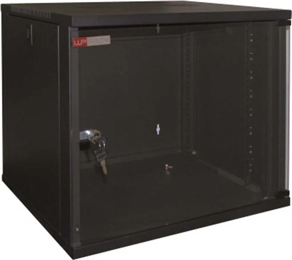 Étagère Murale Rack 6U Robuste WP Noire avec Porte Vitrée et Accès Facile