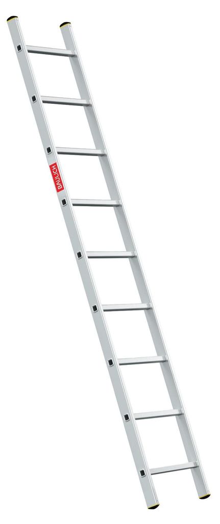 Baulich | Leiter - Aluminiumleiter - Anlegeleiter - 9 Sprossen - 3,46 M Arbeitshöhe - 150 Kg Tragkraft - Leichtgewicht