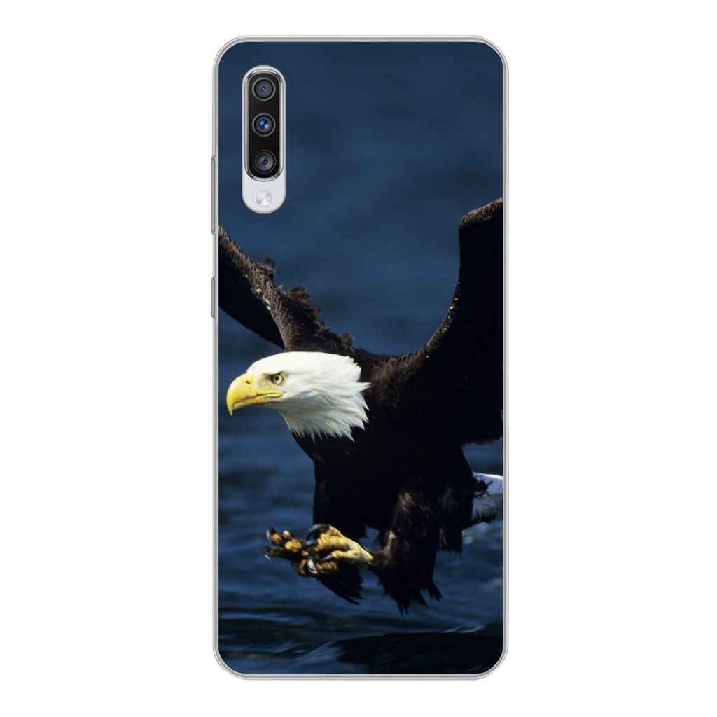 MuchoWow Handyhülle Schutzhülle Hülle für Samsung Galaxy A70 Adler - Nahaufnahme - Wasser Silikon Softcase Handy Hülle - Schutzhaube