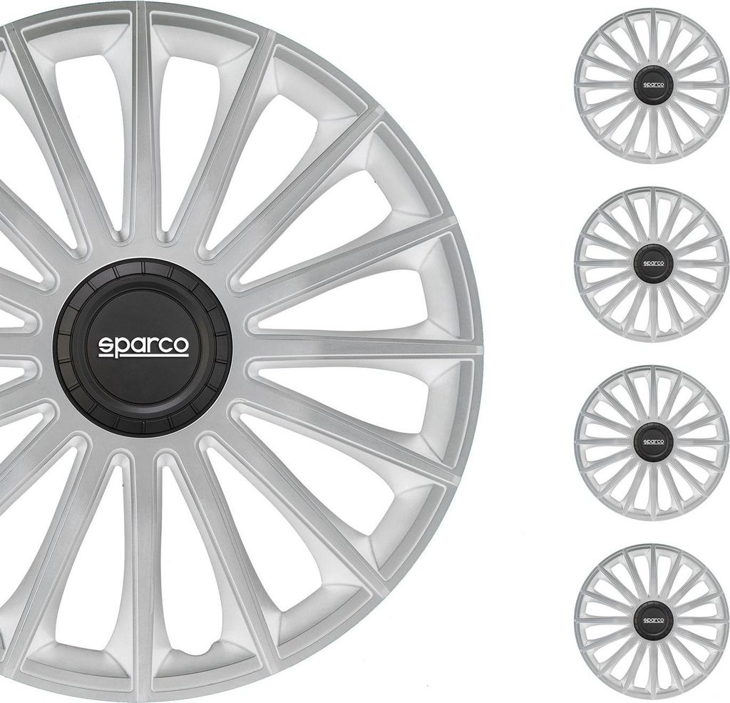 Radkappen Radzierblenden Sparco Treviso 14" Zoll Auto Abdeckung Set Silber 4x
