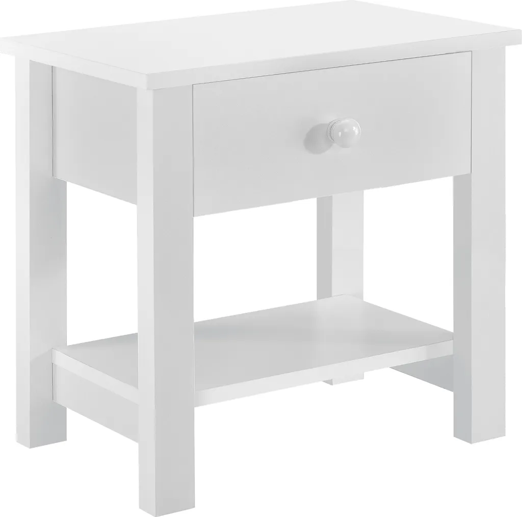[en.casa] Table de nuit avec tiroir et tablette blanc mat style moderne