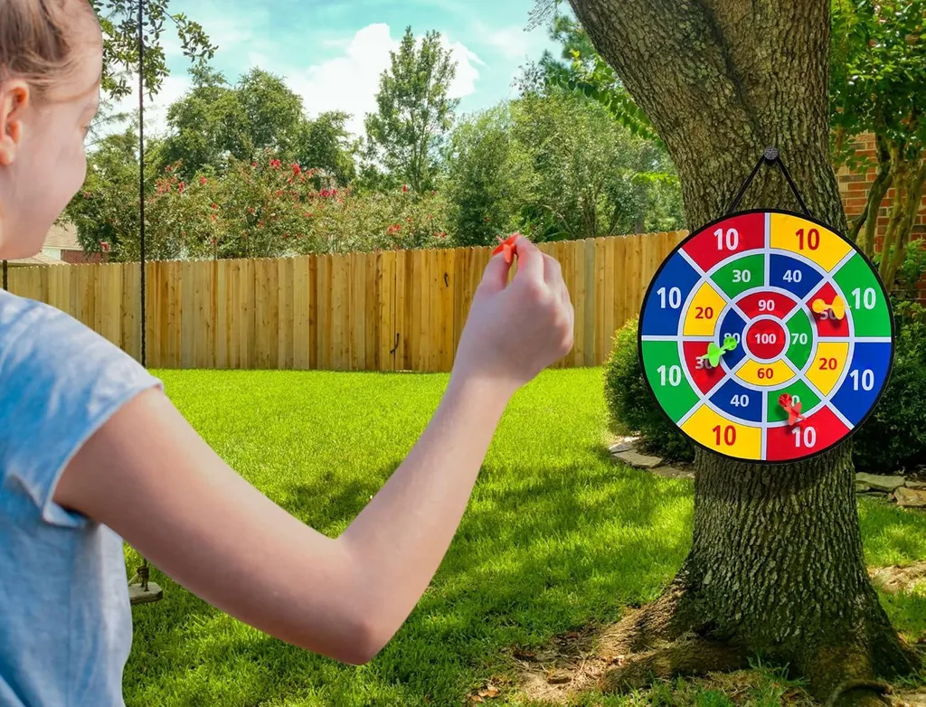 Cible de Fléchettes à Balles Scratch 56cm - Jouet de Jardin pour Enfant