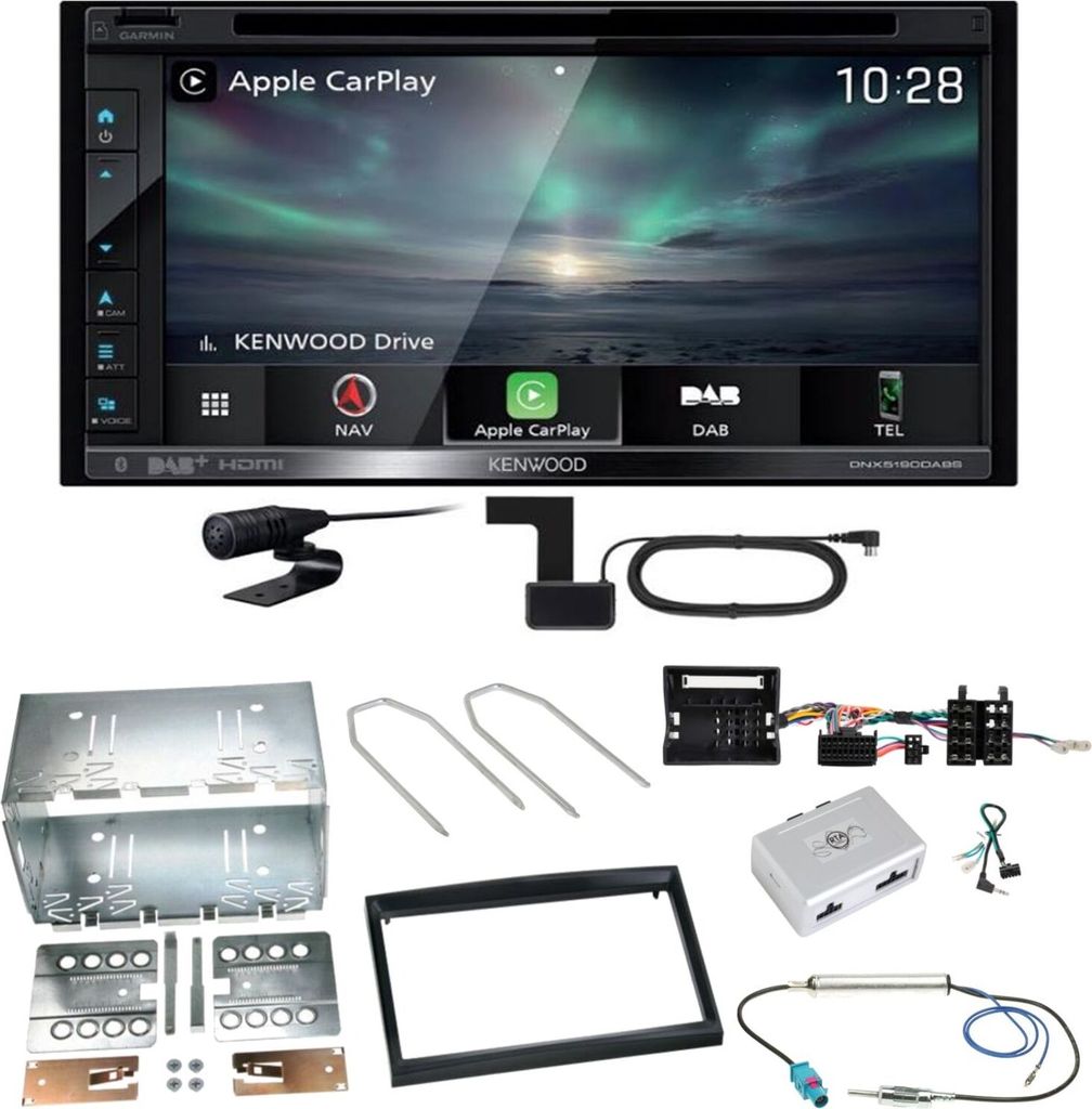 Kenwood DNX-5190DABS Navi CarPlay CD Einbauset für Citroen Produktbild 