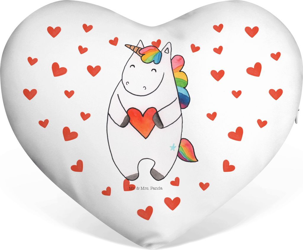 Mr. & Mrs. Panda Kuschelkissen Einhorn Herz - Weiß - Geschenk, Dekokissen, dekoartikel, Bunt, böse, Sofakissen, Herzkissen, Einhörner, Lustig, L...