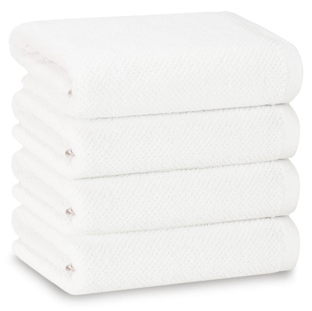 4er Set Handtücher, 100% Baumwolle, 50x100 cm, weiß Produktbild 