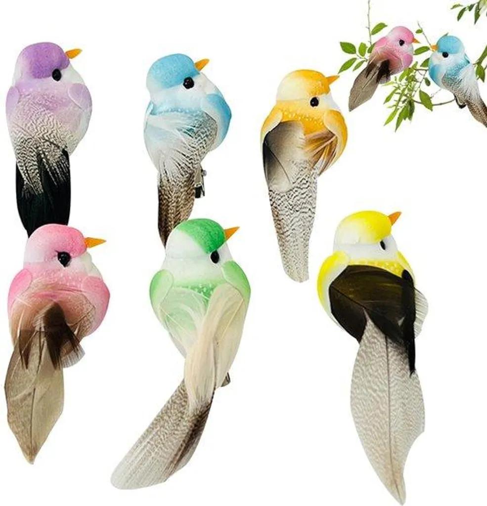 Figurines d'oiseaux blancs décoratifs en lot de 6 pour loisirs créatifs