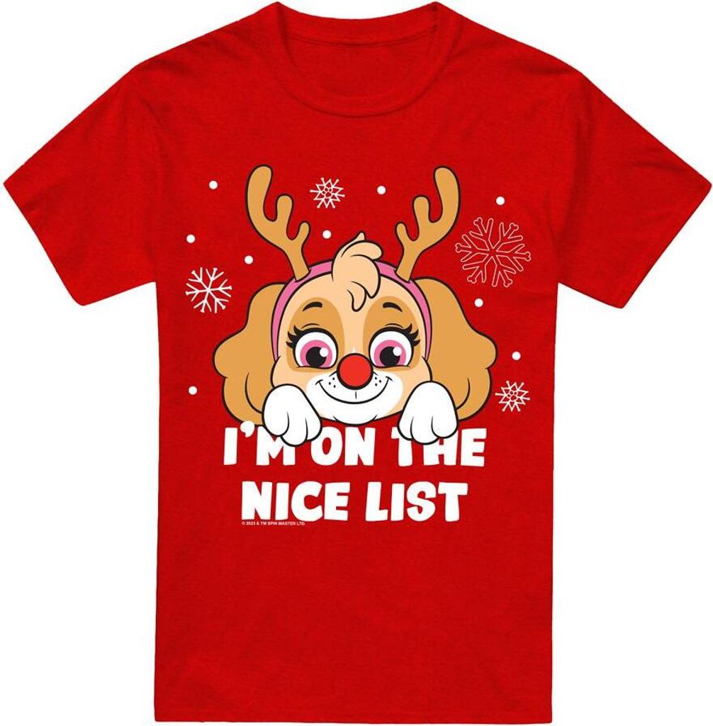 Paw Patrol - "Nice Christmas" T-Shirt für Herren/Damen Uni TV18330 (L) (Rot)
