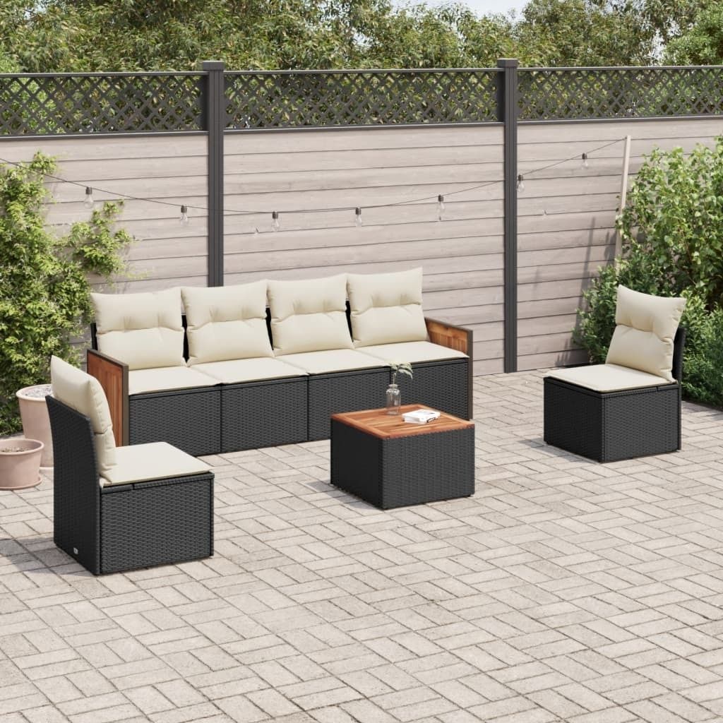 Maison Exclusive - 7-tlg. Garten-Sofagarnitur mit Kissen Schwarz Poly Rattan
