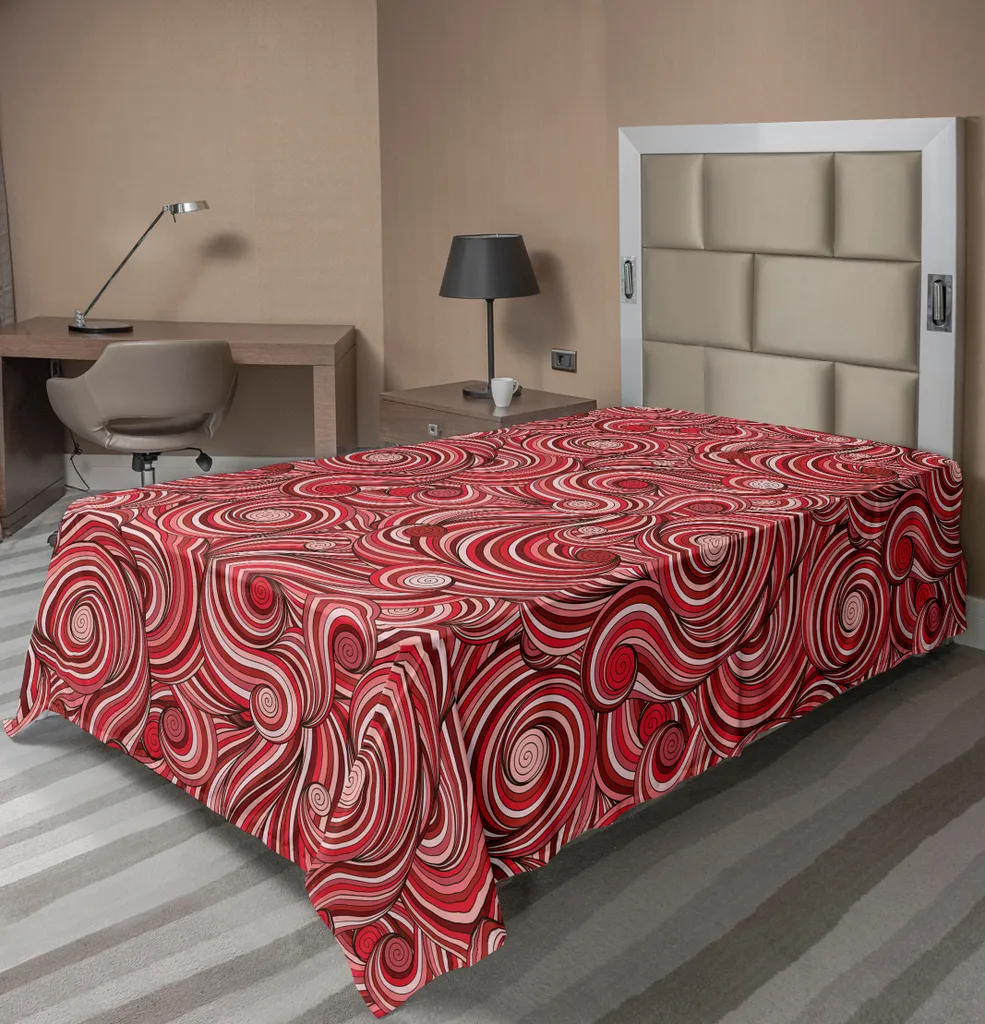 Lenzuolo Orientale ABAKUHAUS - Stampa Ondulata Rosa e Rosso Rubino