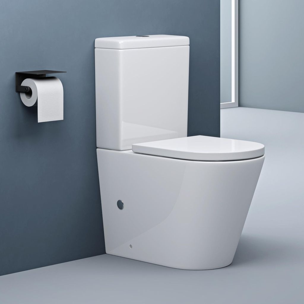 doporro WC à Poser Céramique Blanc Toilette avec Réservoir Image du produit 