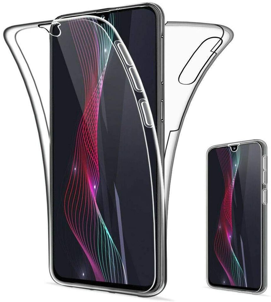 Karomenic 360 Grad Silikon Hülle kompatibel mit Samsung Galaxy A50 Fullbody Case Komplettschutz Handyhülle Vorne & Hinten Rundum Schutzhülle Ganzkörper Dünn Durchsichtige Bumper Etui,Transparent 