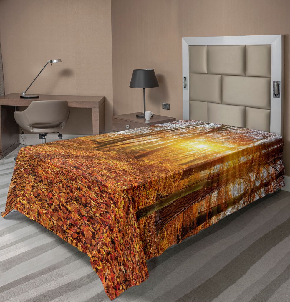 ABAKUHAUS Wald Bettlaken, Nebeliger Sunbeams Sunburst ländliches Land Waldland im Fall Landschafts Bild, weiches bequemes oberes Bettlaken für ei...
