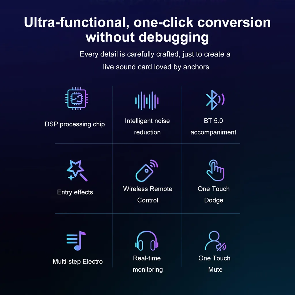 Carte son live USB Bluetooth pour streaming et DJ avec volume ajustable