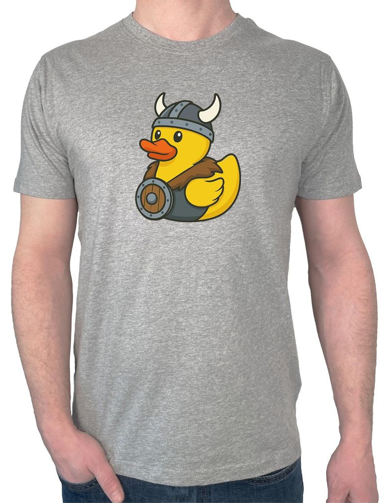 Huuraa Herren T-Shirt Quietscheente Wikinger Gummiente Viking L Sport Grey Bio Baumwolle Fairtrade Herrenshirt Geschenkidee