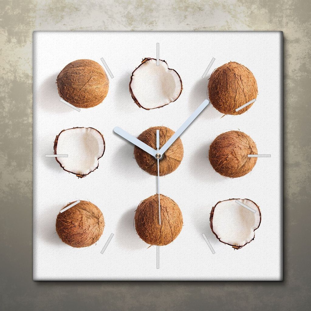 Wohnzimmer Leinwand Uhr Geräuschlos Küche 30x30 Farblich, Früchte, weiße Zeiger