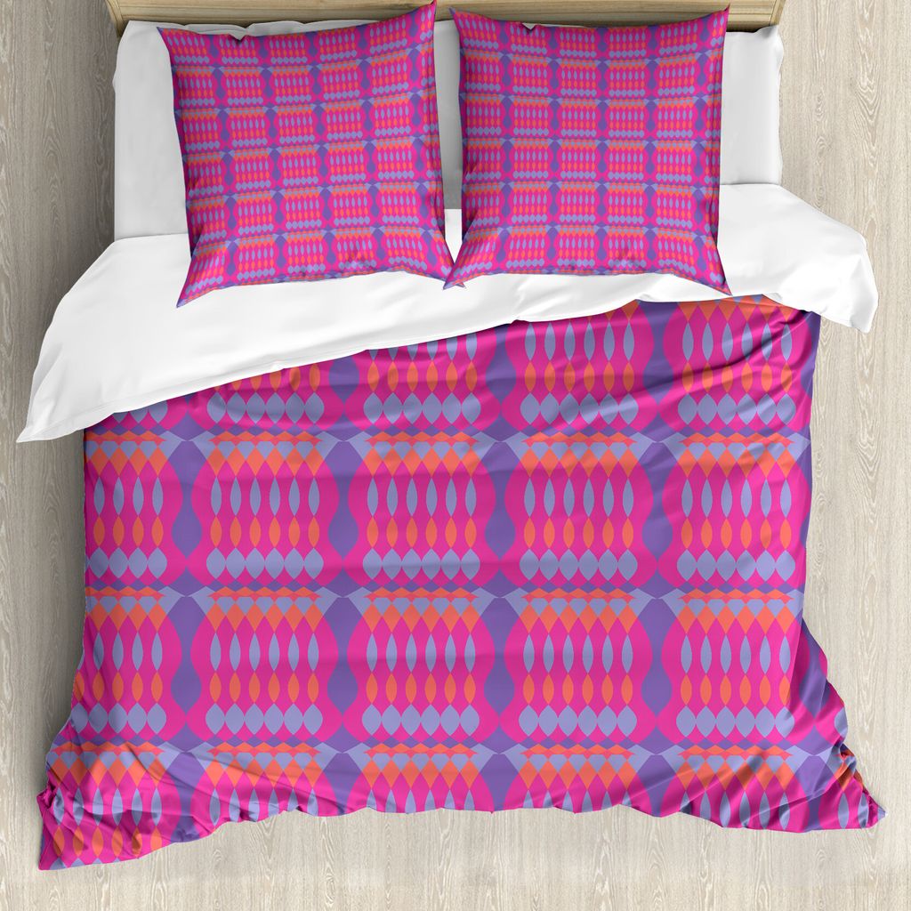 ABAKUHAUS Abstrakt Bettbezug Set für Einzelbetten, Oval und Diamant, Milbensicher Allergiker geeignet mit Kissenbezug, 155 cm x 220 cm - 80 x 80 c...