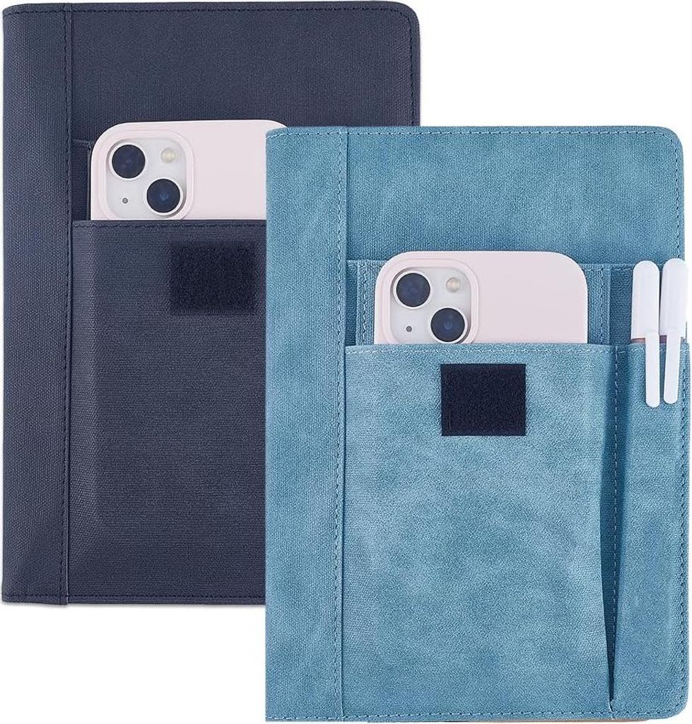 Farbige Buchhülle aus Kunstleder, wasserdichter Buchumschlag - Wiederverwendbarer Buchschutz für Taschenbücher - Notizbuchhüllen mit Stifttasch...