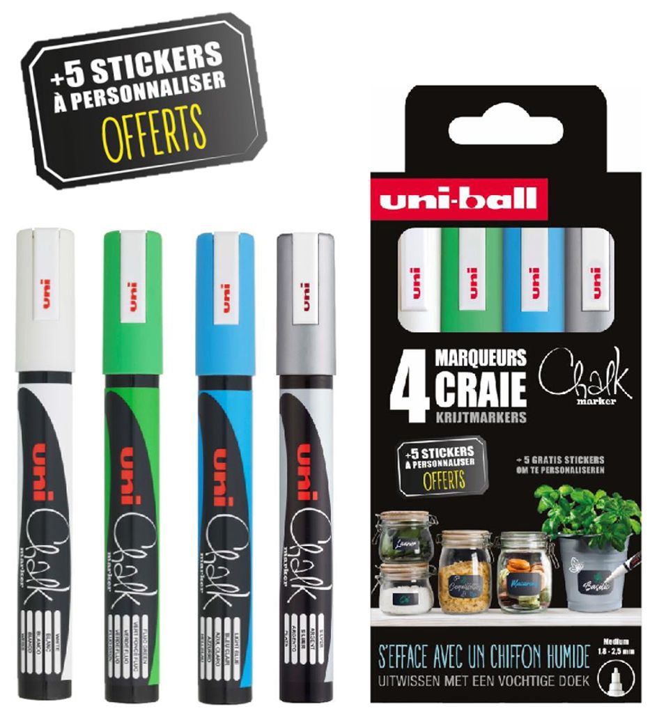 uni-ball Kreidemarker Chalk marker PWE5M/4 PF 4er Etui