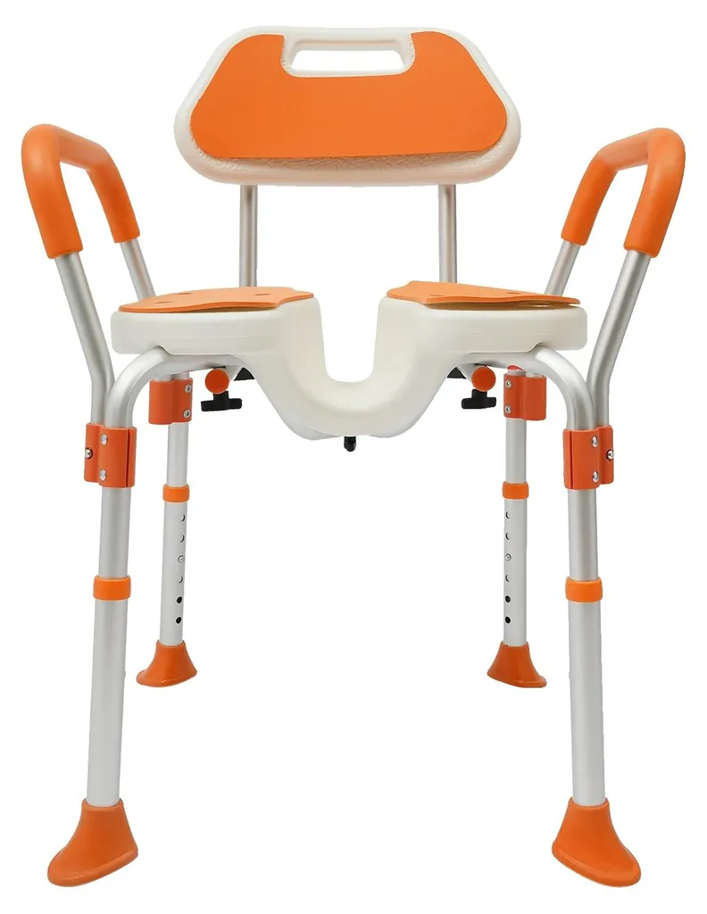 Tabouret de douche réglable et ergonomique orange pour salle de bain