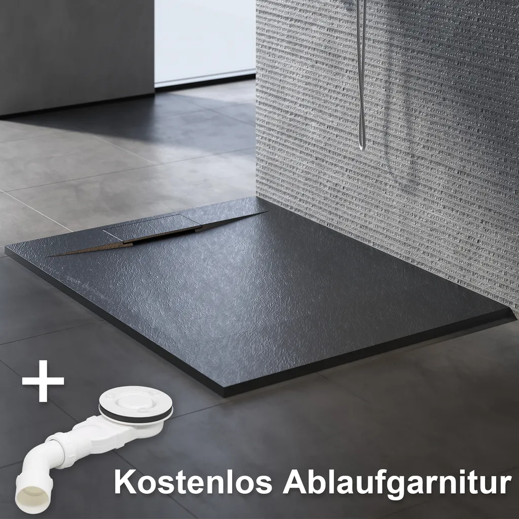 Receveur de douche walk-in 140x90 cm pour espace à l'italienne noir