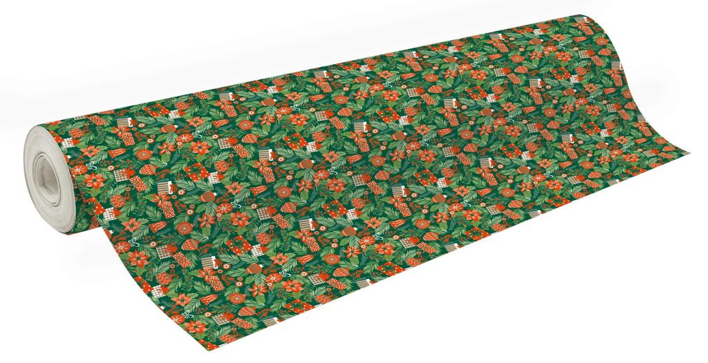 Clairefontaine Geschenkpapier Excellia 80g, Rolle 50x0,70m, Xmas Grün 202117C