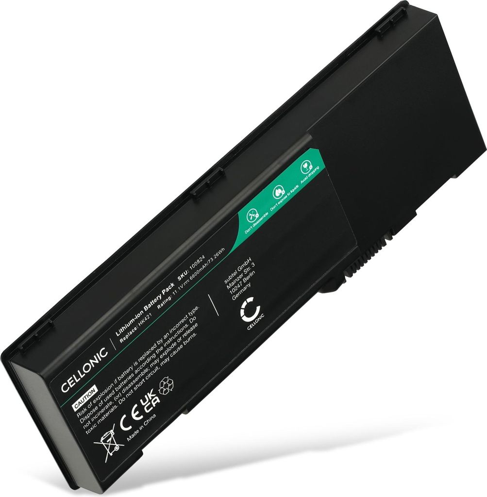 CELLONIC 1x Akku für Notebook Kompatibel mit Dell Precision M6500, Inspiron 6400, Inspiron 1501, HK421 - (6600mAh, 11.1V)