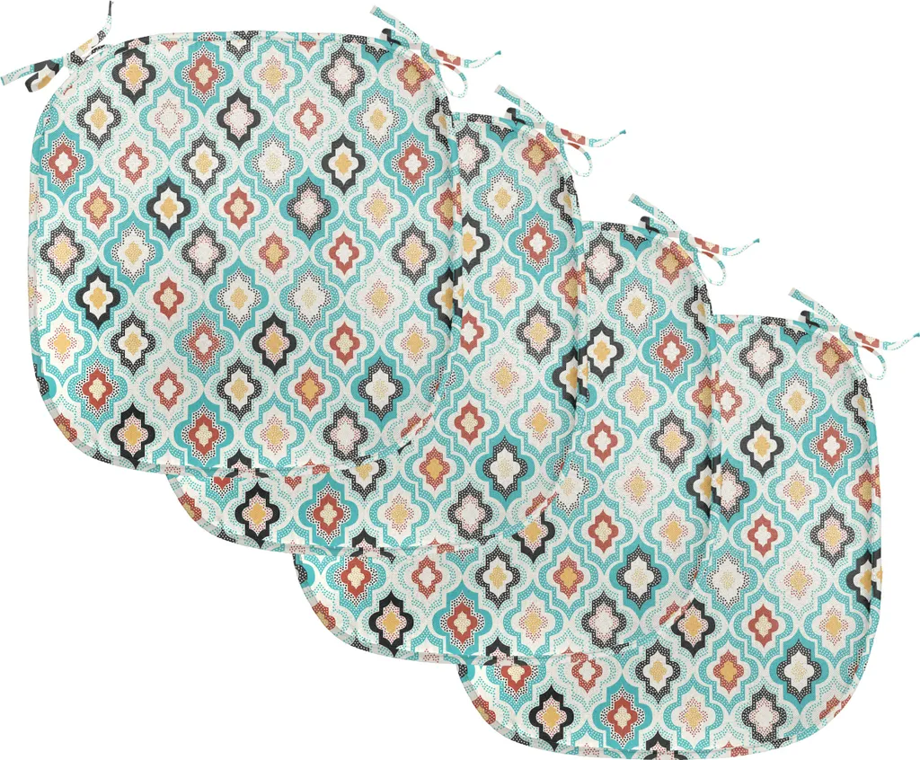 Galettes de Siège avec Sangles Imperméables 40x40 Motif Ottoman Aqua