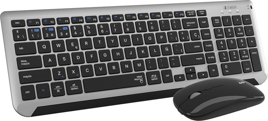 Tastatur mit Maus Subblim SUBKBC-DCEP20 Schwarz Grau Qwerty Spanisch QWERTY