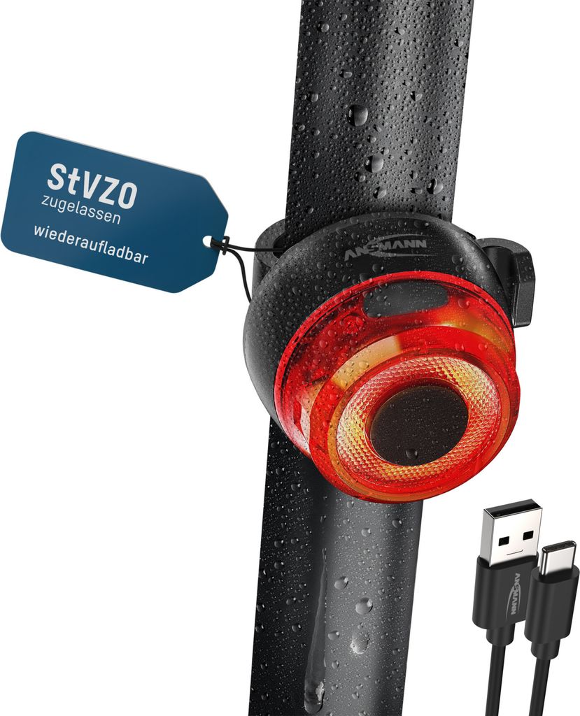 ANSMANN Fahrrad-Rücklicht StVZO zugelassen mit Produktbild 1
