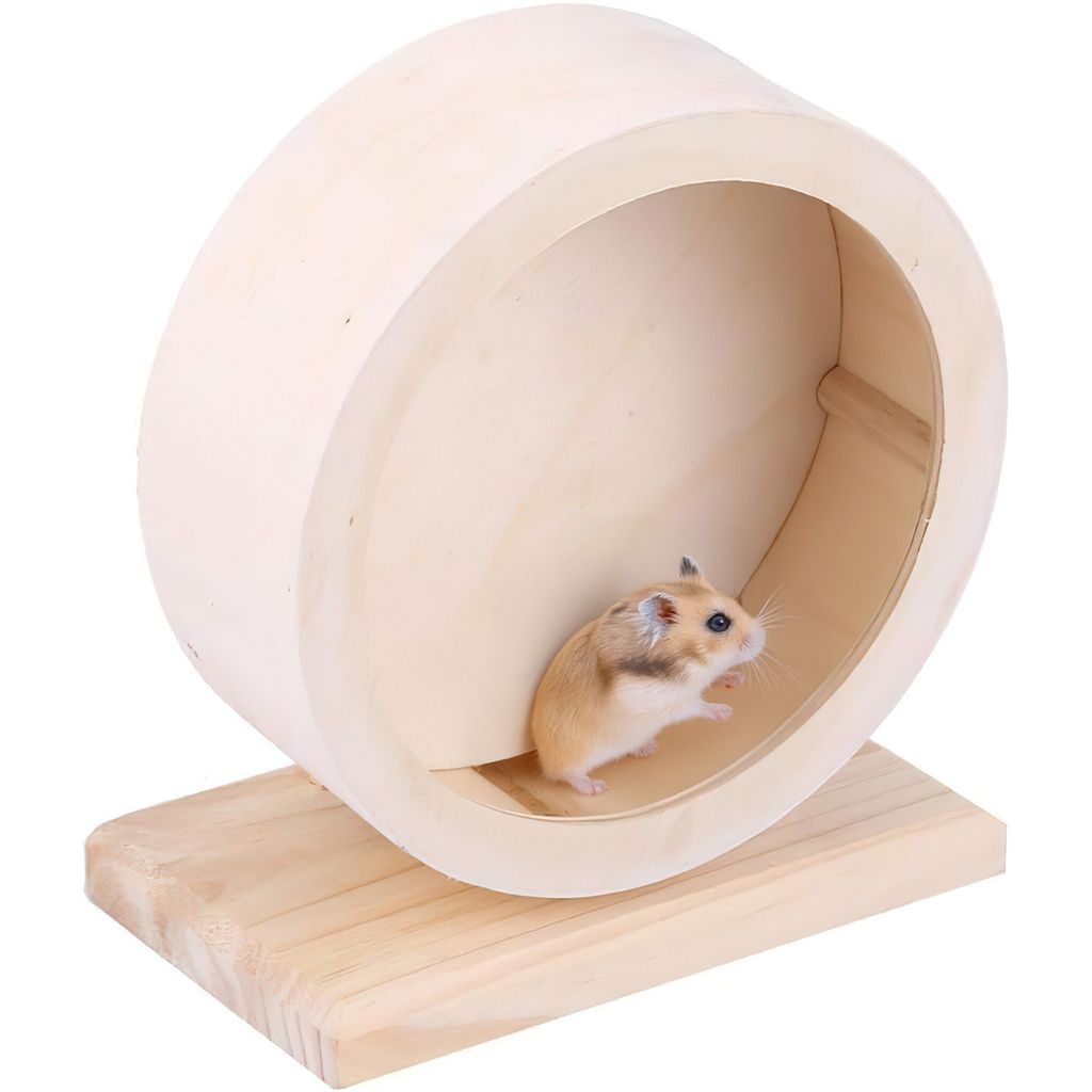 Laufrad aus Holz für Hamster, Zubehör für Laufräder für Kleintiere, leise Laufräder, Spielzeug zur Vorbeugung von Depressionen,29*12.5*32CM