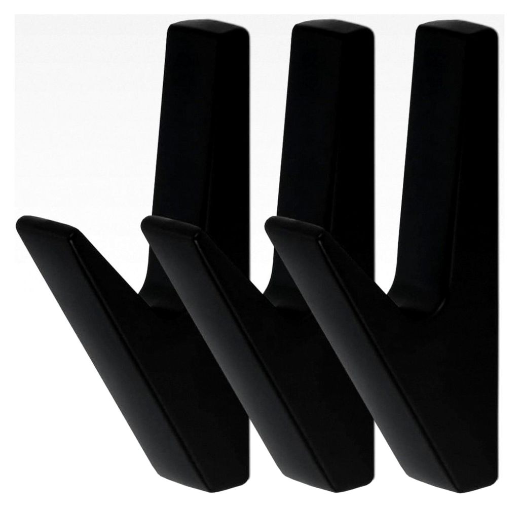 Wandhaken, 3 Stück Kleiderhaken zum Bohren, Garderobenhaken Schwarz