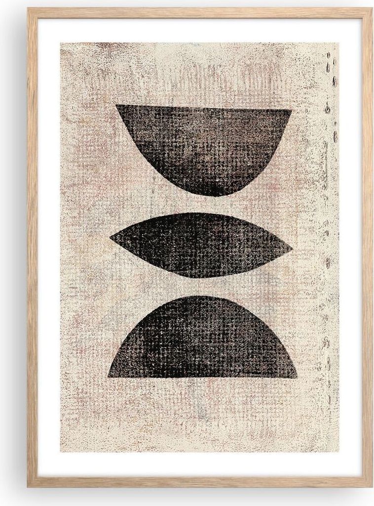 Gerahmtes Poster - Rahmen in heller Eiche - Form Figuren Geometrisch - 50x70 cm - Wand Bild - Wanddeko - Wandbilder - Kunstposter - Wandposter - Bi...