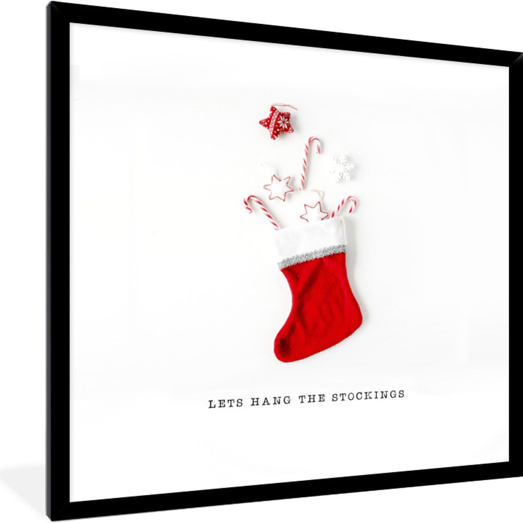 MuchoWow Gerahmtes Poster Weihnachten - Weihnachtsdekoration - Rot 40x40 cm - Poster mit Schwarzem Bilderrahmen Wandposter Rahmen Foto Bilder - M...