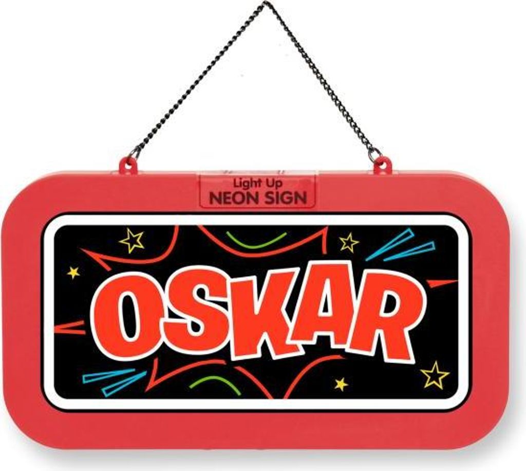 LED Leuchtschild Neonschild mit Namen , Leuchtende Wanddekoration mit Batterie, 18,7x10,3x1,6cm - Oskar