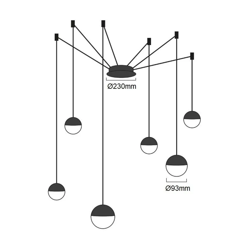 Lampada LED Anette 54W 6 Luci 2800K - Lampadario Design Bianco Nero