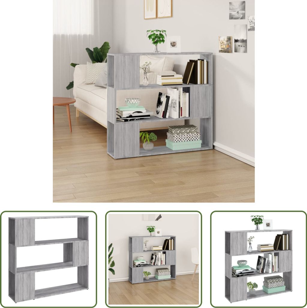 The Living Store Bücherregal/Raumteiler Grau Sonoma 100x24x94 cm