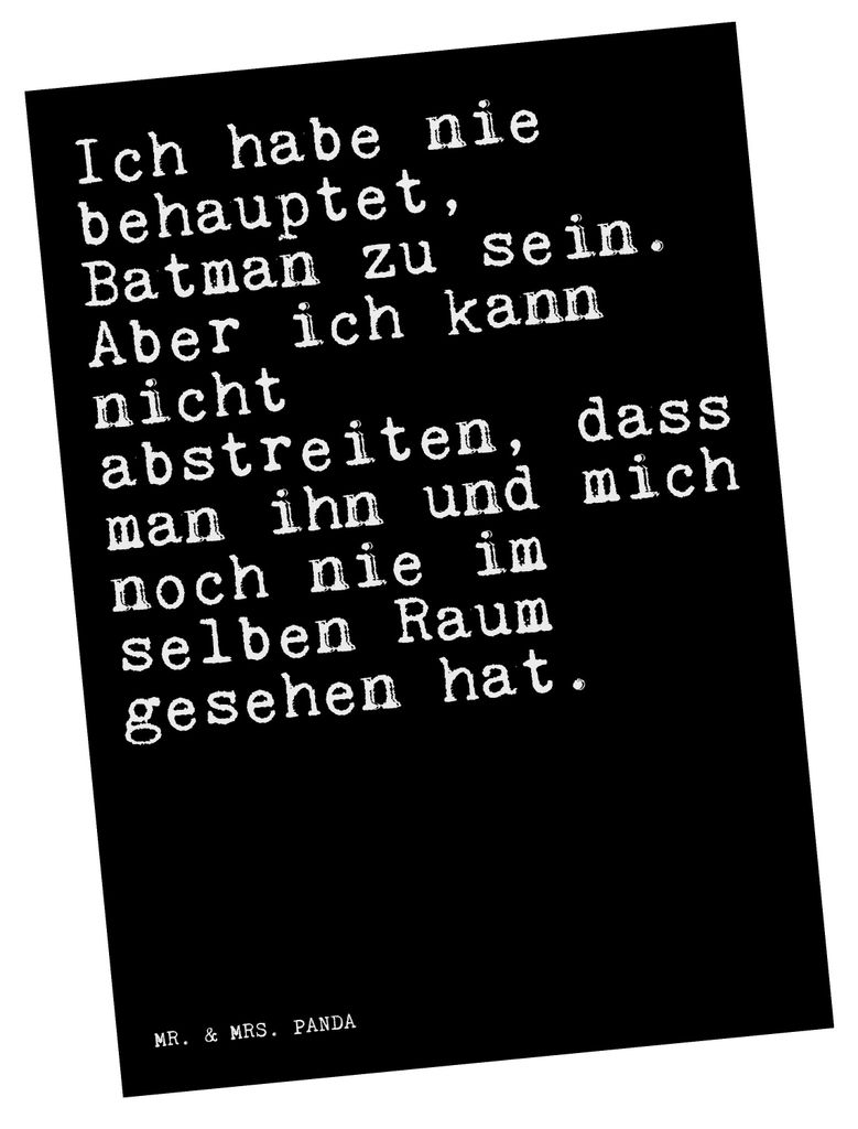 Mr. & Mrs. Panda Postkarte Ich habe nie behauptet,... - Schwarz - Geschenk, Superman, Fotokarte, witzig, Ansichtskarten, lustig, Sprüche, Postkart...