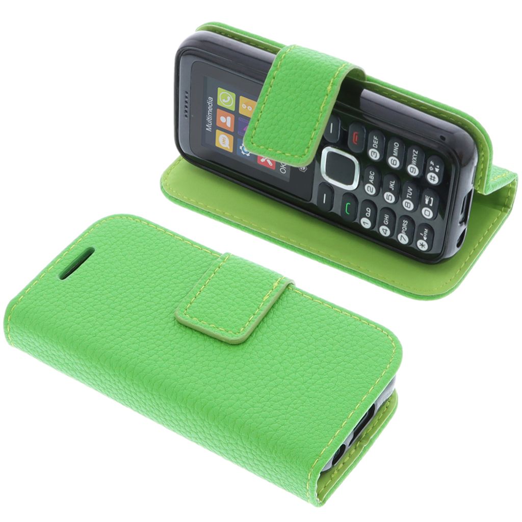 foto-kontor Tasche kompatibel mit Oakcastle F100 Book Style grün Schutz Hülle Buch