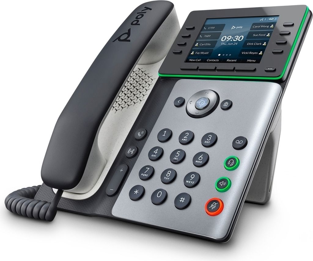 Poly Edge E300 - IP-Telefon - Schwarz - Silber - Im Band - 8 Zeilen - Tasten - LCD