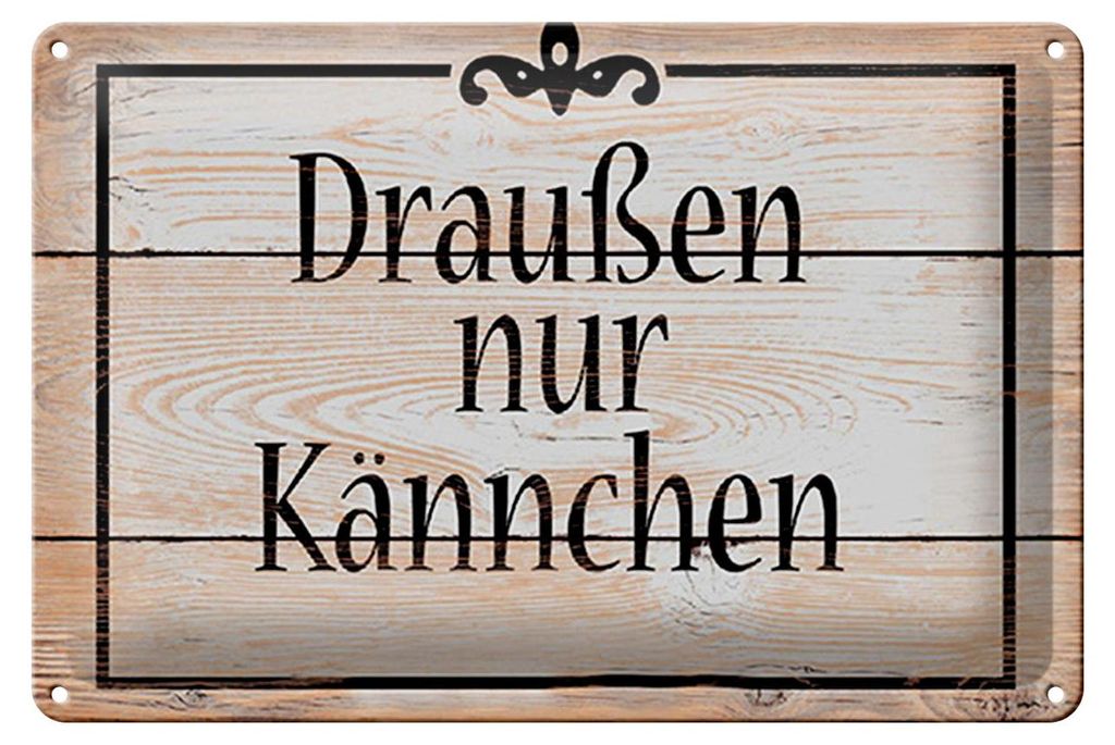 Blechschild Spruch 30x20cm draußen nur Kännchen Kaffee Tee