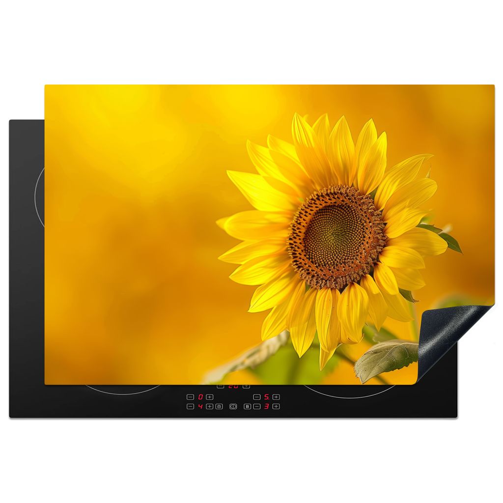 KitchenYeah Herdabdeckplatte Sonnenblume - Blume - Gelb , 78x52cm, Küche Deko, Glaskeramikkochfeld Herdabdeckung, Abdeckplatte fùr Kochfeld