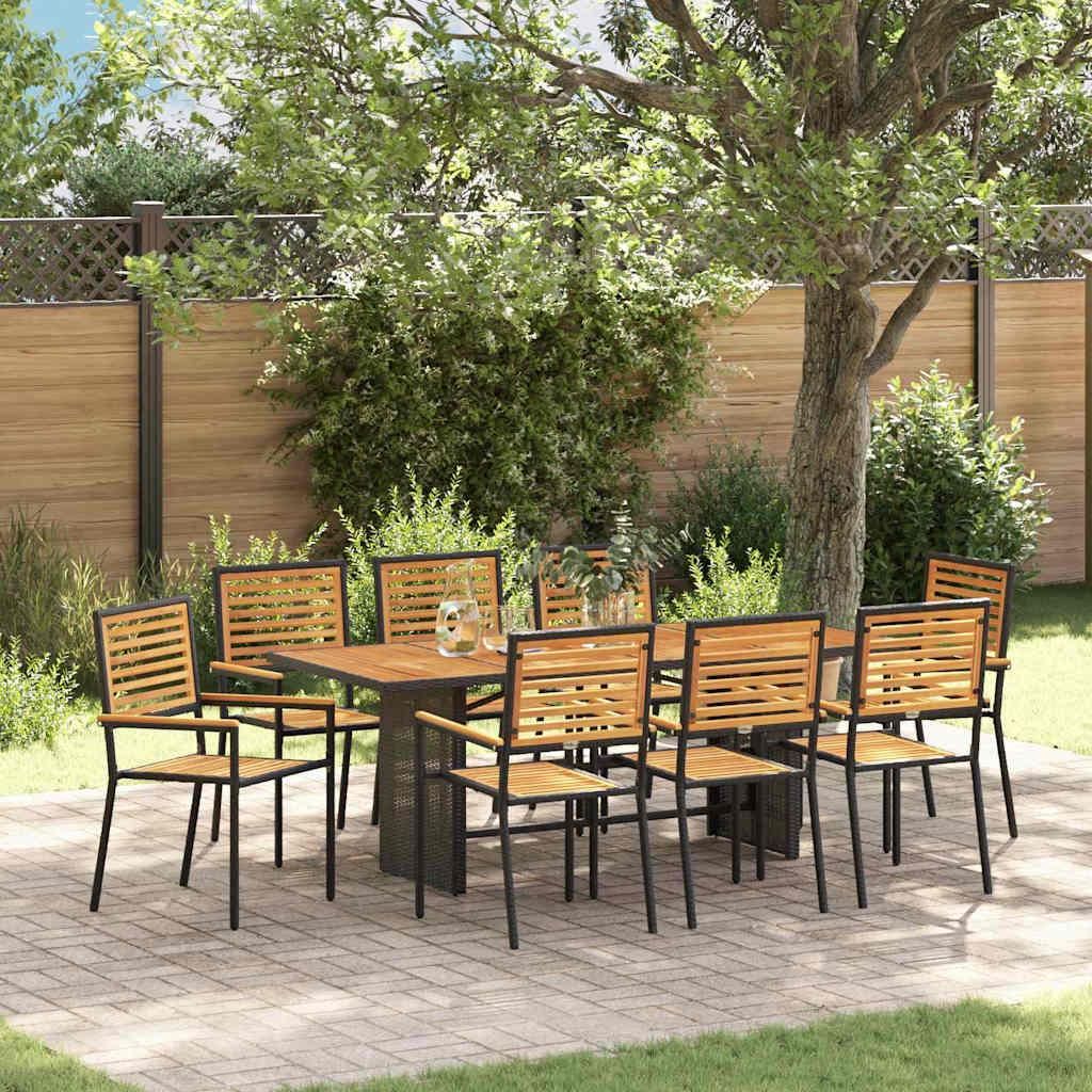 "2026 Promotion" Garten Essgruppe 9 pcs Schwarz und Braun Poly-Rattan - Gartenstühle CC19836