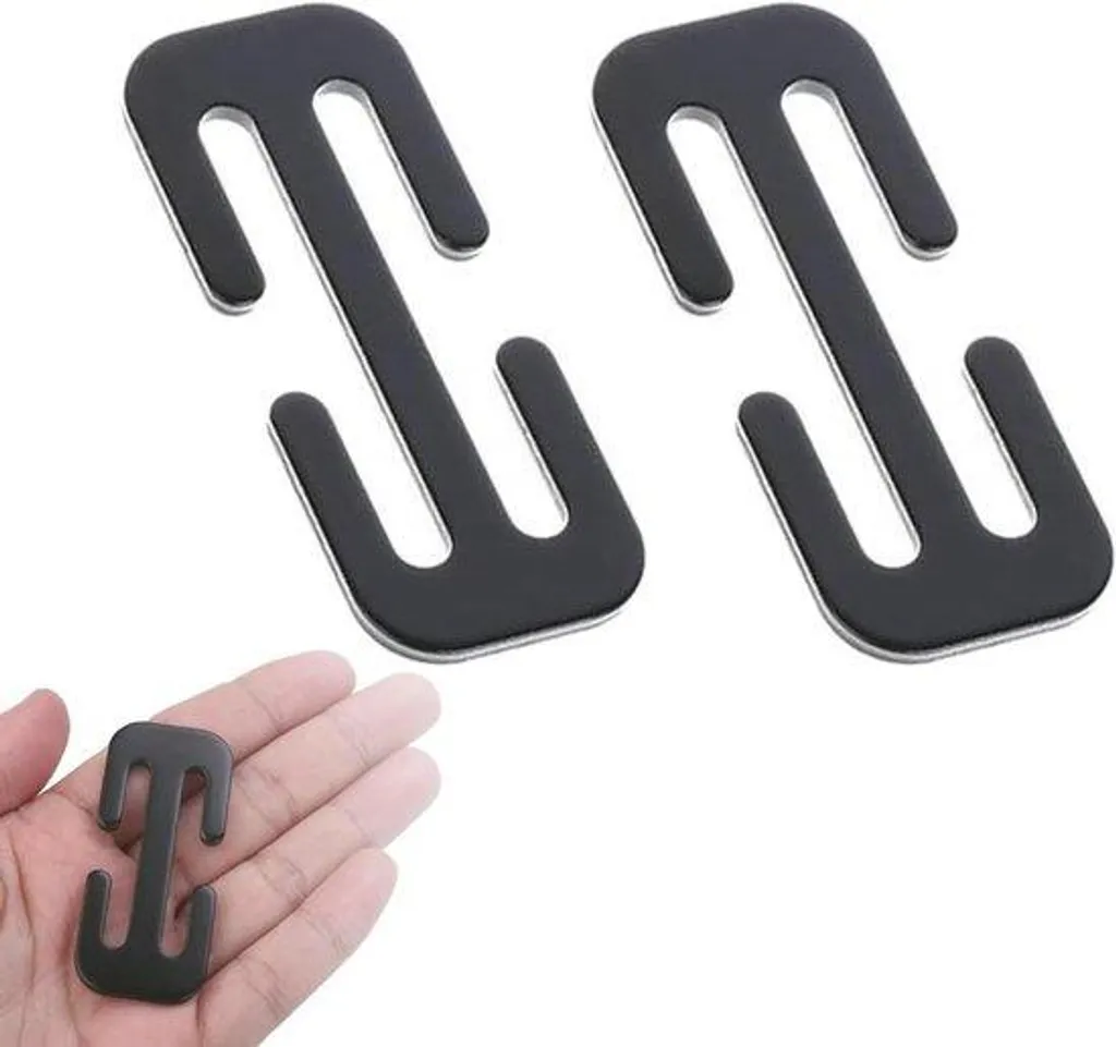 Attache ceinture de sécurité métallique noir - Lot de 2 clips réglables