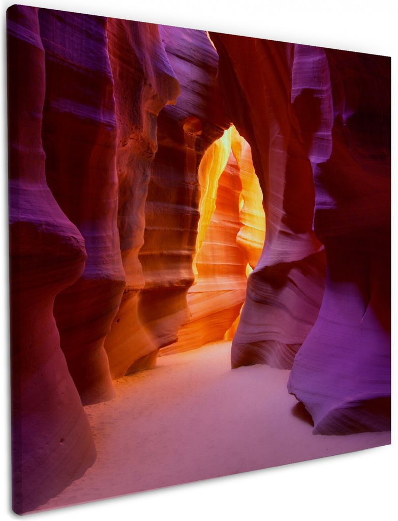 Wallario Premium Leinwandbild Felsschlucht in Arizona USA - orange und violett in Größe 50 x 50 cm