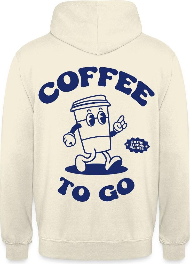 Spreadshirt Coffee To Go Illustration Retro Uni Hoodie, L, Vanille-Milchshake