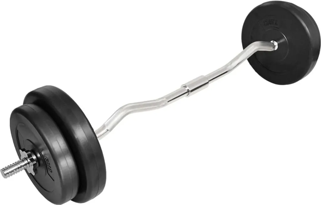 Set haltères 30 kg barre de curling EZ ergonomique et poids ajustables