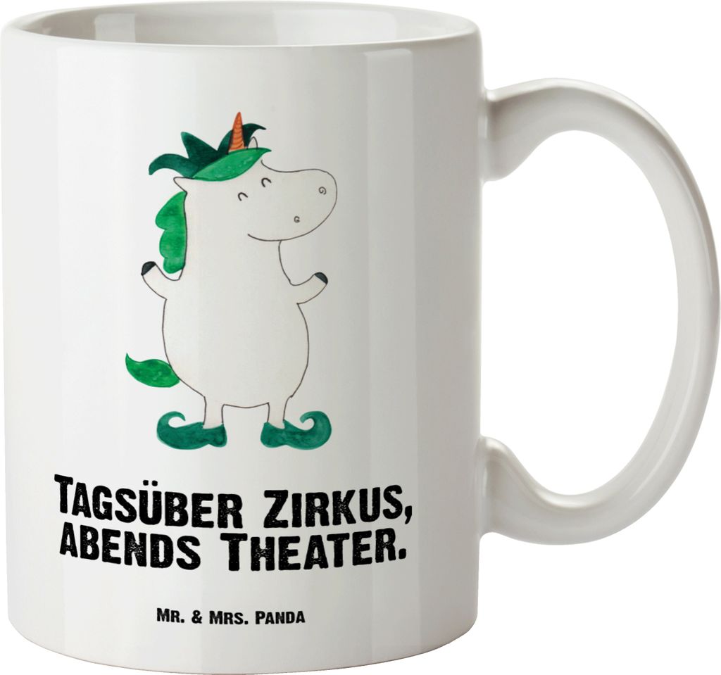 Mr. & Mrs. Panda weisse tasse Einhorn Joker - Weiß - Geschenk, Mittelalter, Riesenkaffeetasse, Deko, Hofnarr, Keramiktasse, Große Teetasse, Einh...