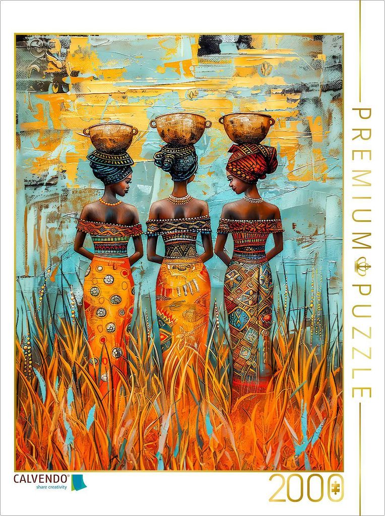 CALVENDO Puzzle Drei afrikanische Frauen mit Wasserschalen auf dem Kopf | 2000 Teile Lege-Größe 90x67cm Foto-Puzzle für glückliche Stunden